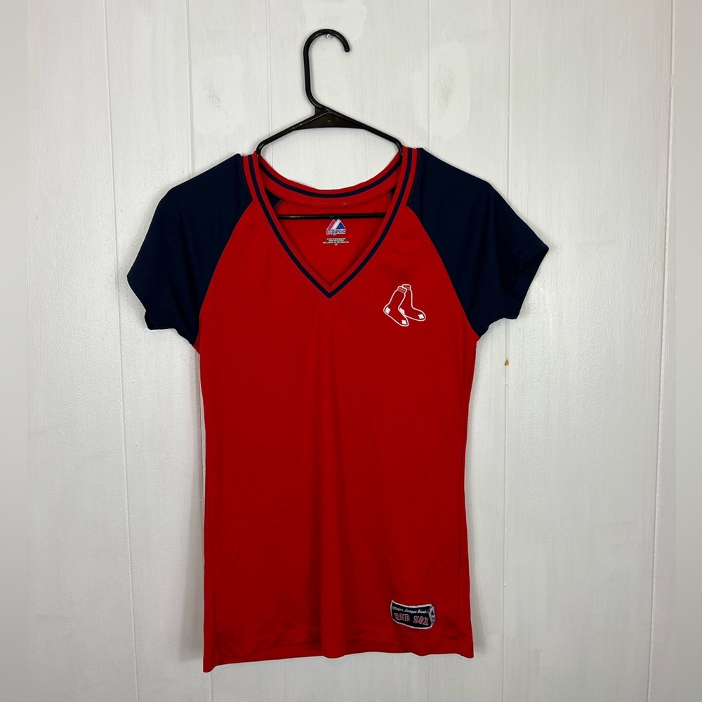 Majestic MLB Boston Red Sox V-Neck Shirt Sz M